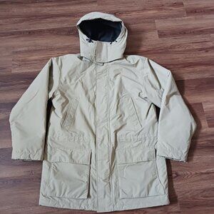 Lands' End Polartec Aircore-200 Fleece Lined Hood Beige Nylon Coat Parka M